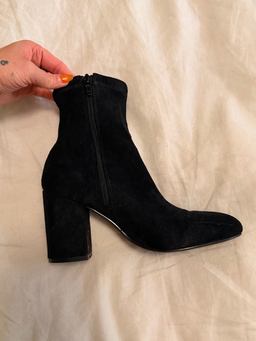 Madden Girl Black Suede Block Heel Ankle Booties - Picture 4 of 5